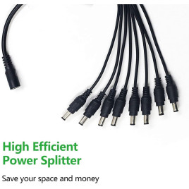 Rozdzielacz kabla zasilającego DC Powermax 1 - 8 kanałów, 5,5x2,1 mm