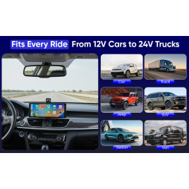 Universalus CarPlay ir Android Auto monitorius automobiliui Powermax su atbulinės eigos kamera
