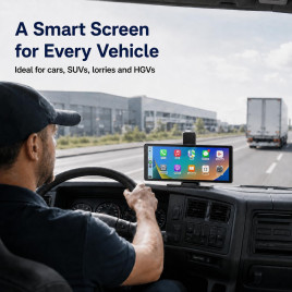 Universalus CarPlay ir Android Auto monitorius automobiliui Powermax su atbulinės eigos kamera