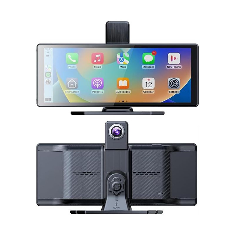 Universalus CarPlay ir Android Auto monitorius automobiliui Powermax su atbulinės eigos kamera Universalus CarPlay ir Android Auto monitorius automobiliui Powermax su atbulinės eigos kamera