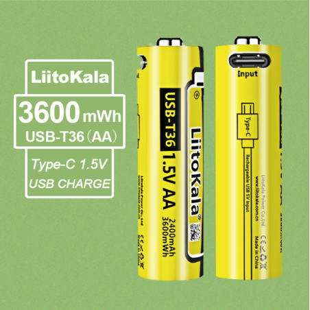 Akumuliatorius LiitoKala USB-T36 2400mAh/3600mWh AA 1.5V USB-C 4vnt