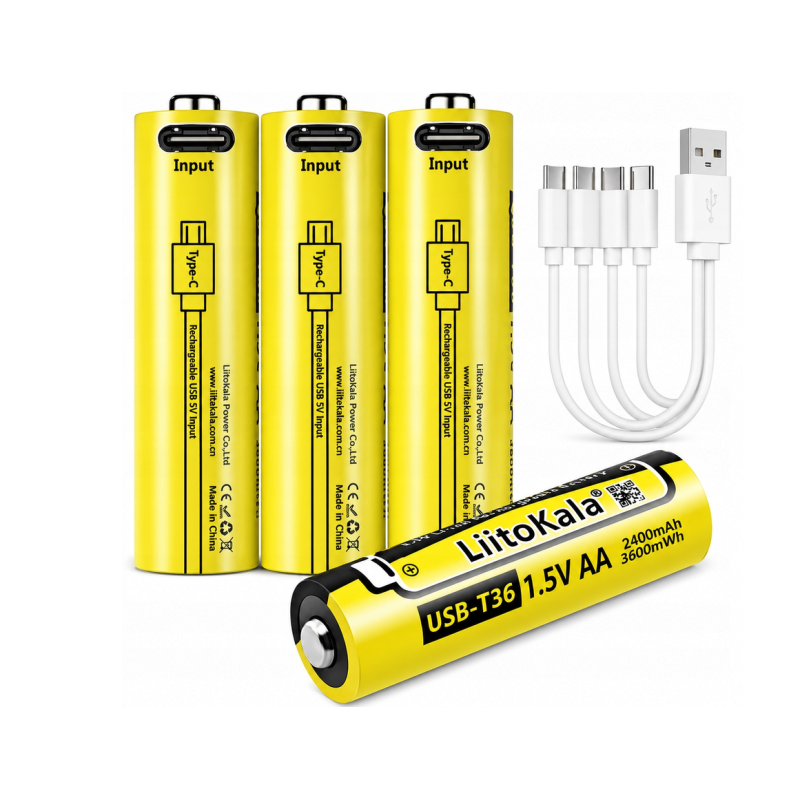 Akumuliatorius LiitoKala USB-T36 2400mAh/3600mWh AA 1.5V USB-C 4vnt Akumuliatorius LiitoKala USB-T36 2400mAh/3600mWh AA 1.5V USB-C 4vnt