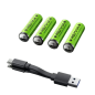 Įkraunama baterijos Remax AA 2050mAh / 3071mWh 1.5V Li-Ion USBC 4vnt