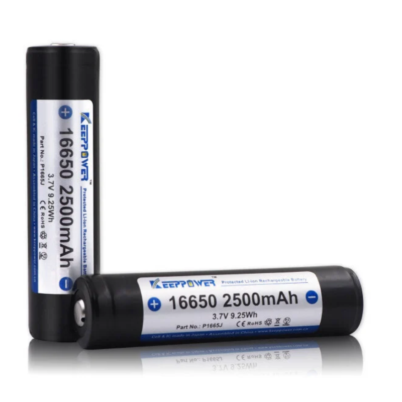 Akumuliatorius Keeppower su apsauga 16650 2500mAh 3.7V 7A , 1vnt.