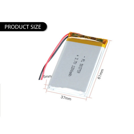 Akumuliatorius 503759 3.7V 1200mAh 5x37x59mm Li-Polymer