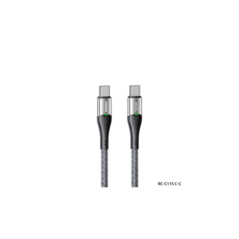 Strāvas kabelis Remax RC-C115 USB-C USB-C 100W 1,2 m ar indikatoru