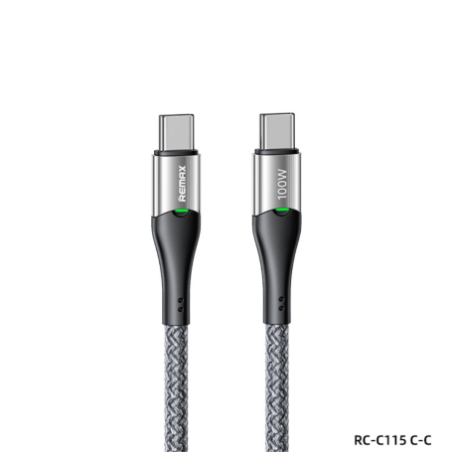 Kabel zasilający Remax RC-C115 USB-C USB-C 100W 1,2 m ze wskaźnikiem