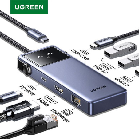 Dokstacija UGREEN CM888 7in1 USB-C uz USB3.0, HDMI, USB-C, 100W