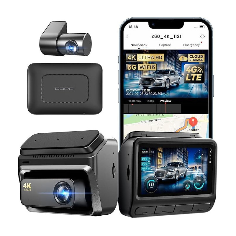 Video ierakstītājs DDPAI Z60T GPS Triple 4K 4G