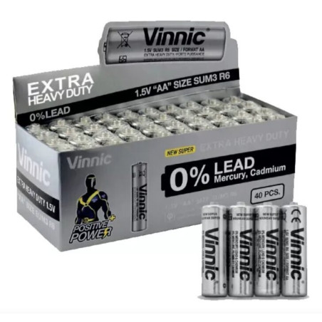 Baterijos Vinnic Extra Heavy Duty AA R6 40vnt