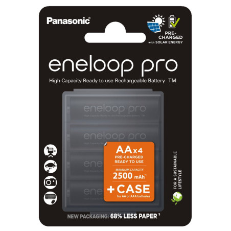 Akumuliatorius Panasonic Eneloop PRO BK-3HCDEC4BE 2500mAh + dėklas